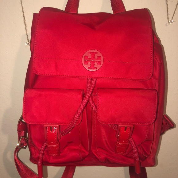red tory burch backpack